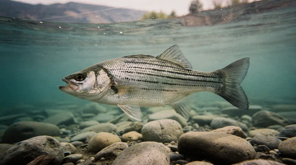 A wiper hybrid bass with broken dark stripes on a silver body